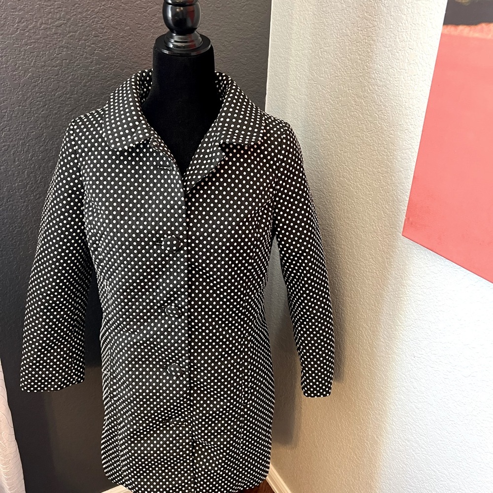 Lauren Conrado Polka Dot Coat with Bow on back.  Size 10